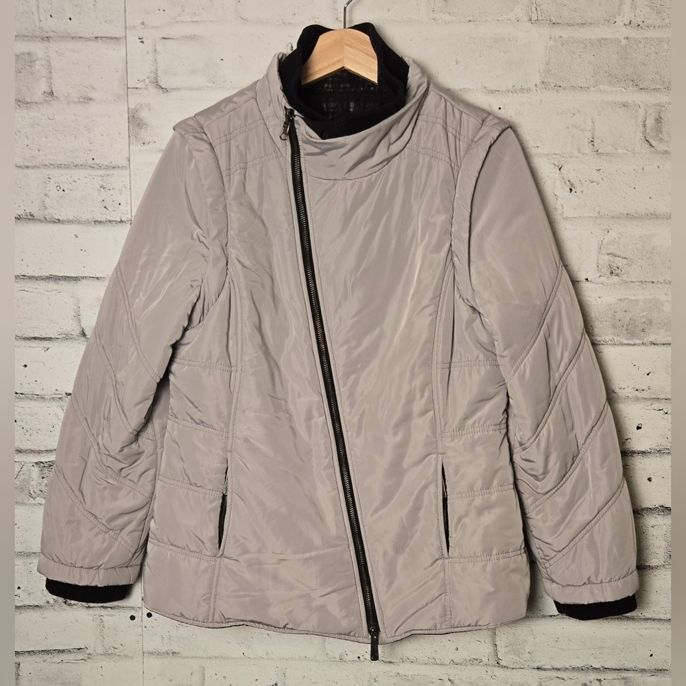 Spanner Reversible Jacket Vest L 3-in-1 Zip Off Sleeves Black Grey Coat